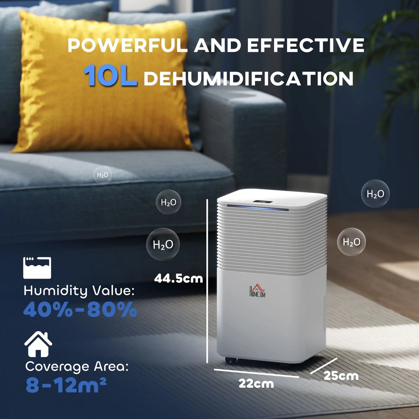 HOMCOM 2000ML Portable Quiet Dehumidifier, Electric Moisture Air De-Humidifier with 3 Modes for Home