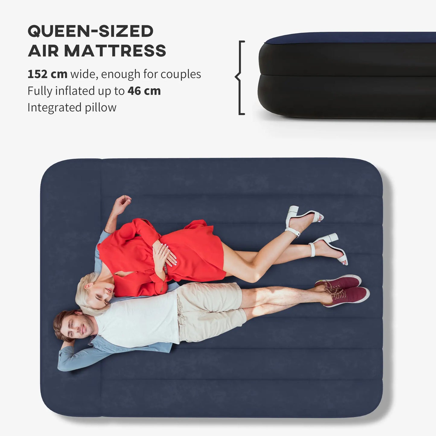 Outsunny Inflatable King-Size Air Bed, with Built-in Electric Pump and Carry Bag