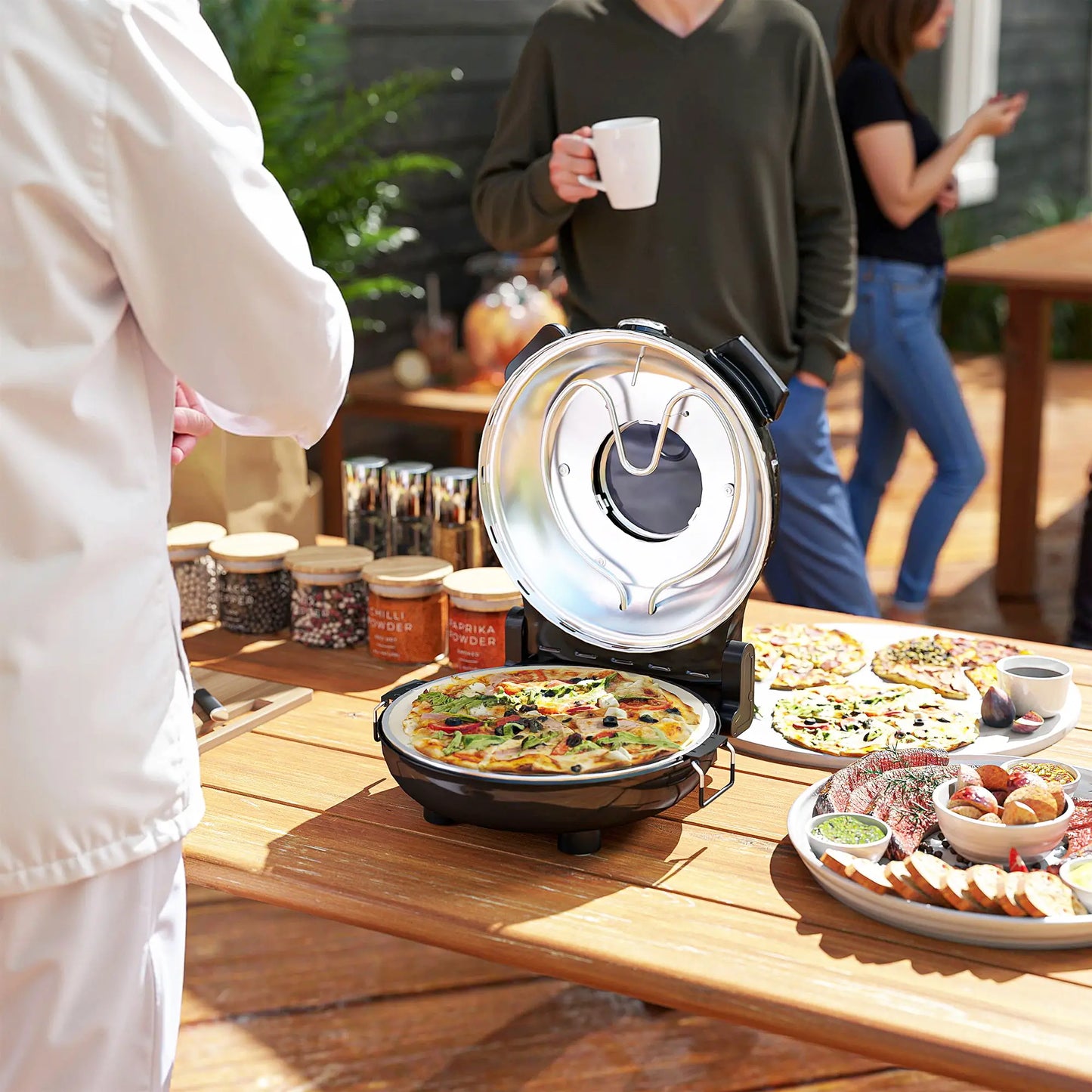 HOMCOM 1200W Pizza Oven, 12'' Electric Pizza Maker with Viewing Window, Dual Knob Temp & Timer Control, Black