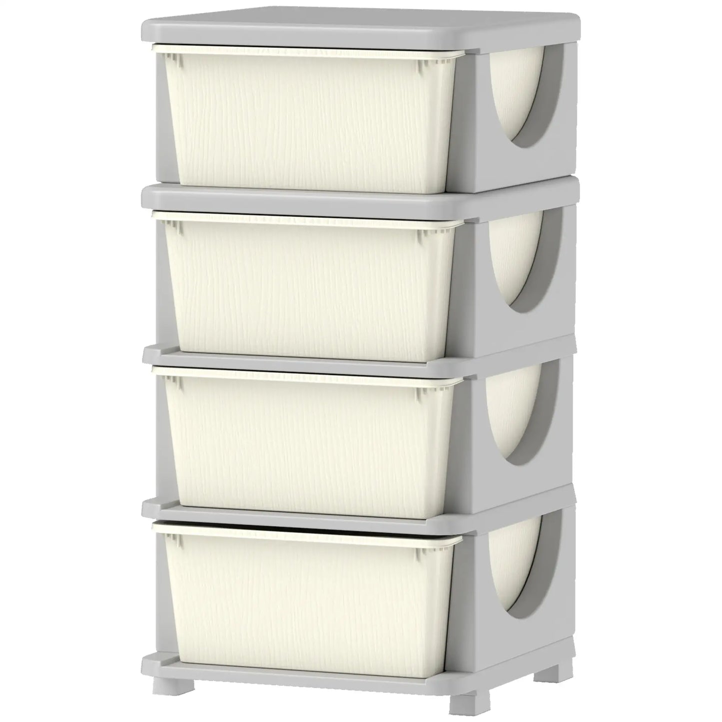 HOMCOM Four-Tier Kids Storage Boxes with Four Drawers - Cream