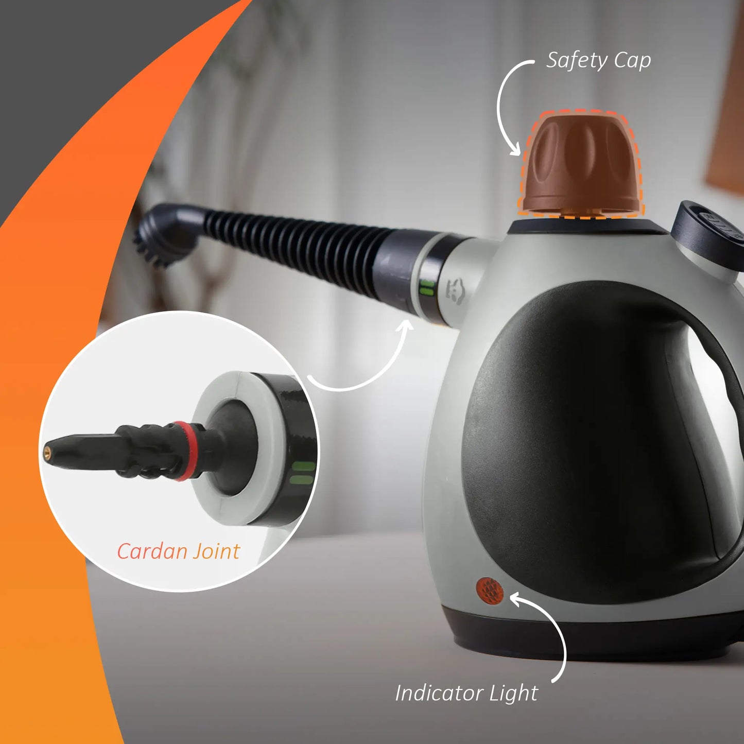 HOMCOM Handheld Steam Cleaner for Chemical Free Cleaning, Portable Multi-Purpose Steamer with 9 Pcs Accessory