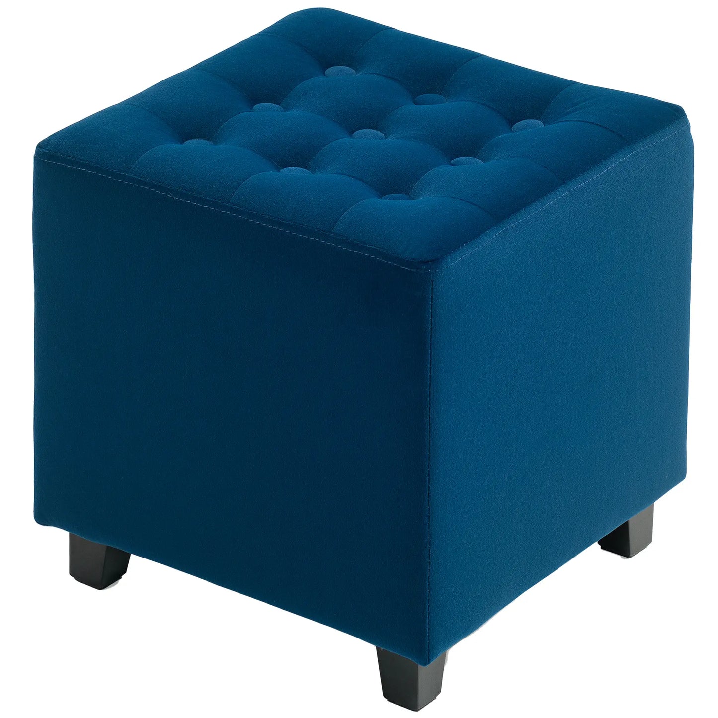 HOMCOM Velvet-Feel Square Ottoman, Lightweight - Blue
