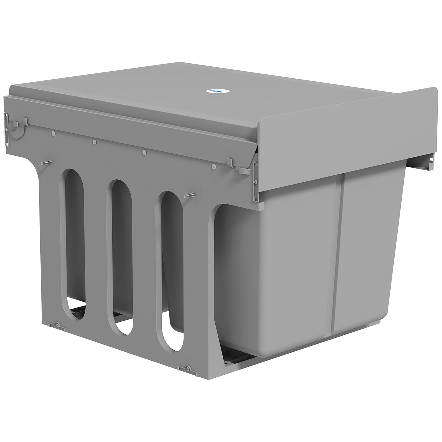 HOMCOM Pull Out Bin, Under Sink Bin - 2 x 15L Removable Compartments for 400mm Cabinets, Light Grey