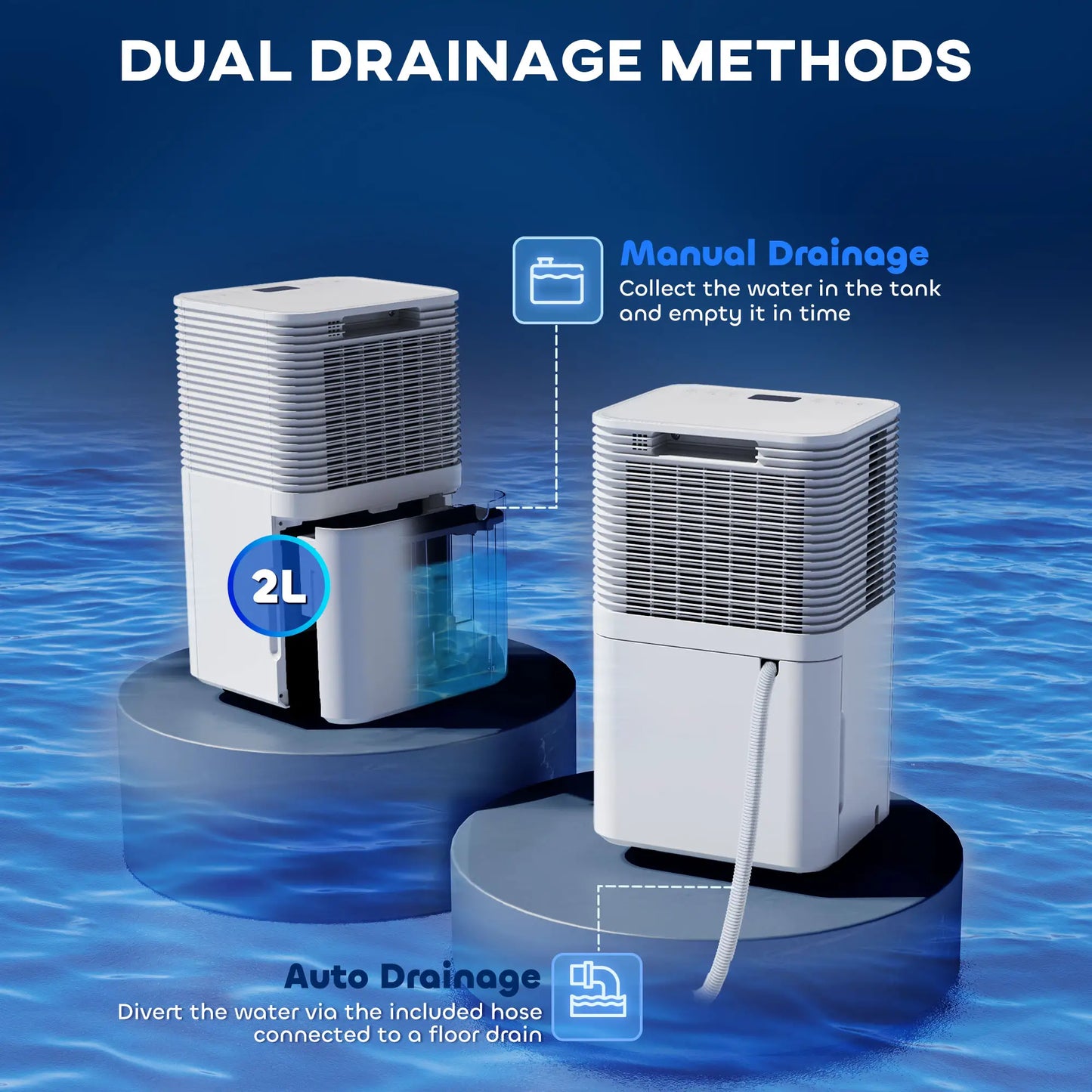 HOMCOM 2000ML Portable Quiet Dehumidifier, Electric Moisture Air De-Humidifier with 3 Modes for Home