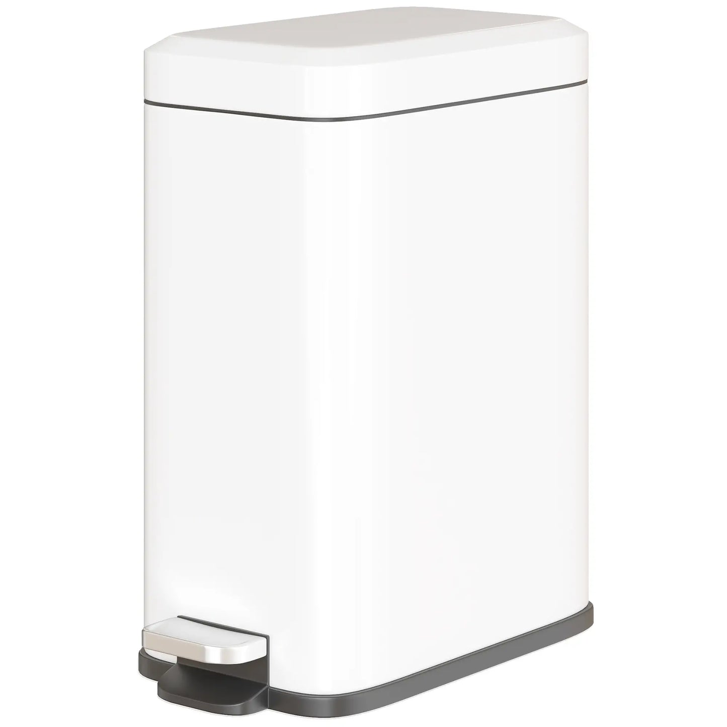 HOMCOM 5L Rectangular Compact Bin Steel Body Removable Bucket w/ Pedal Lid Rubbish Trash Tidy Clean White