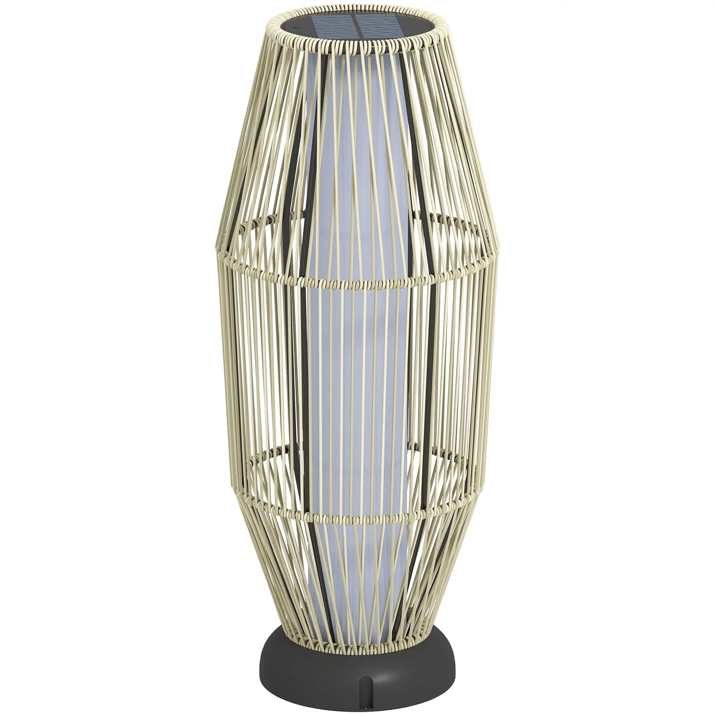 Outsunny Garden Rattan Lamp, Tall Solar Rattan Floor Lamp, Light with Auto On/Off LED, IP44 for Outdoor, Grey