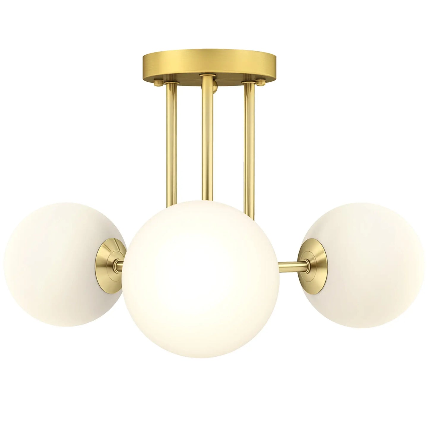 HOMCOM Globe Shades LED Ceiling Light, Modern 3-Light with G9 Sockets, Bulbs Not Included, Gold Tone