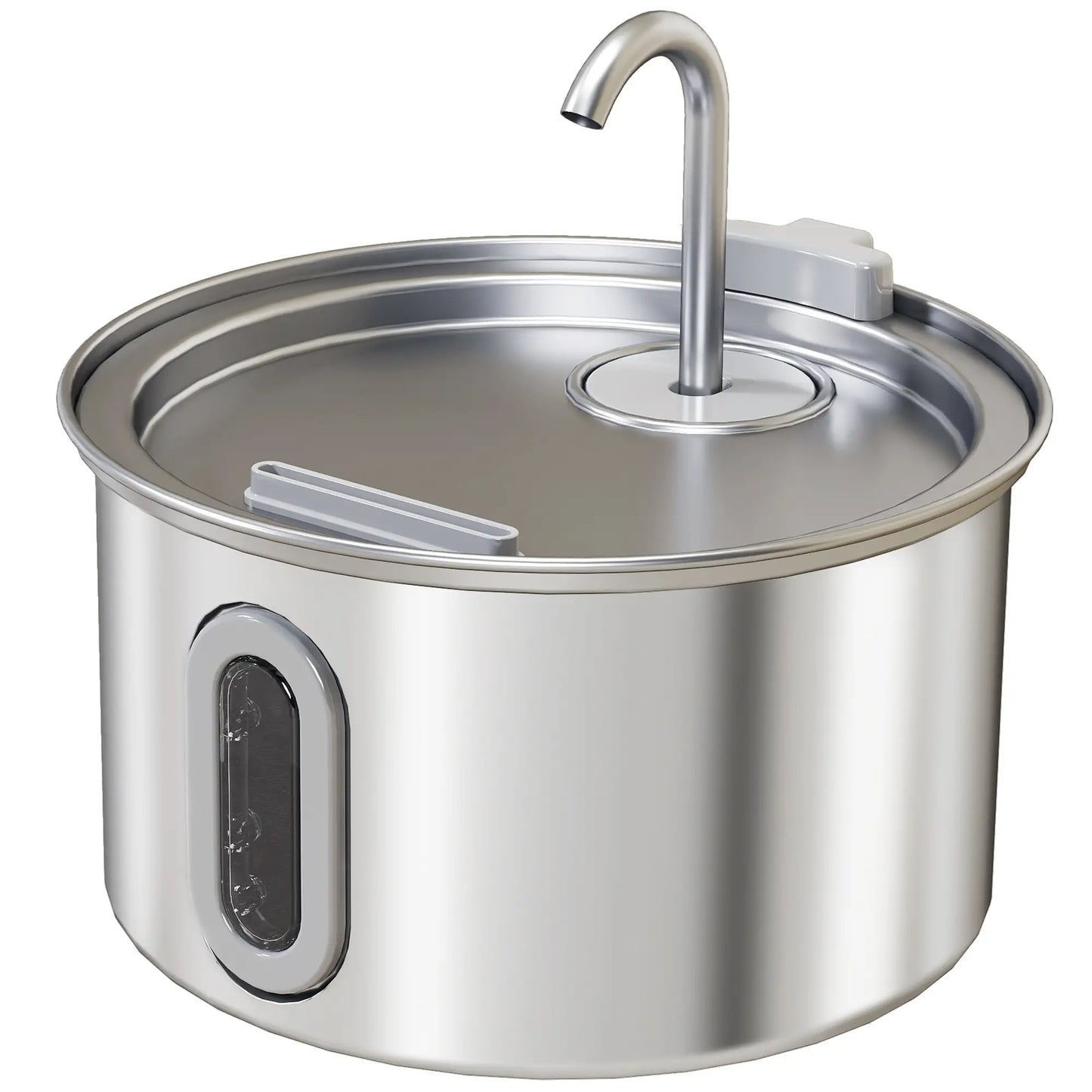 PawHut 2.5L Stainless Steel Cat Water Fountain for Drinking with Ultra-Silent Pump, Water-Level Window, 7 Filters