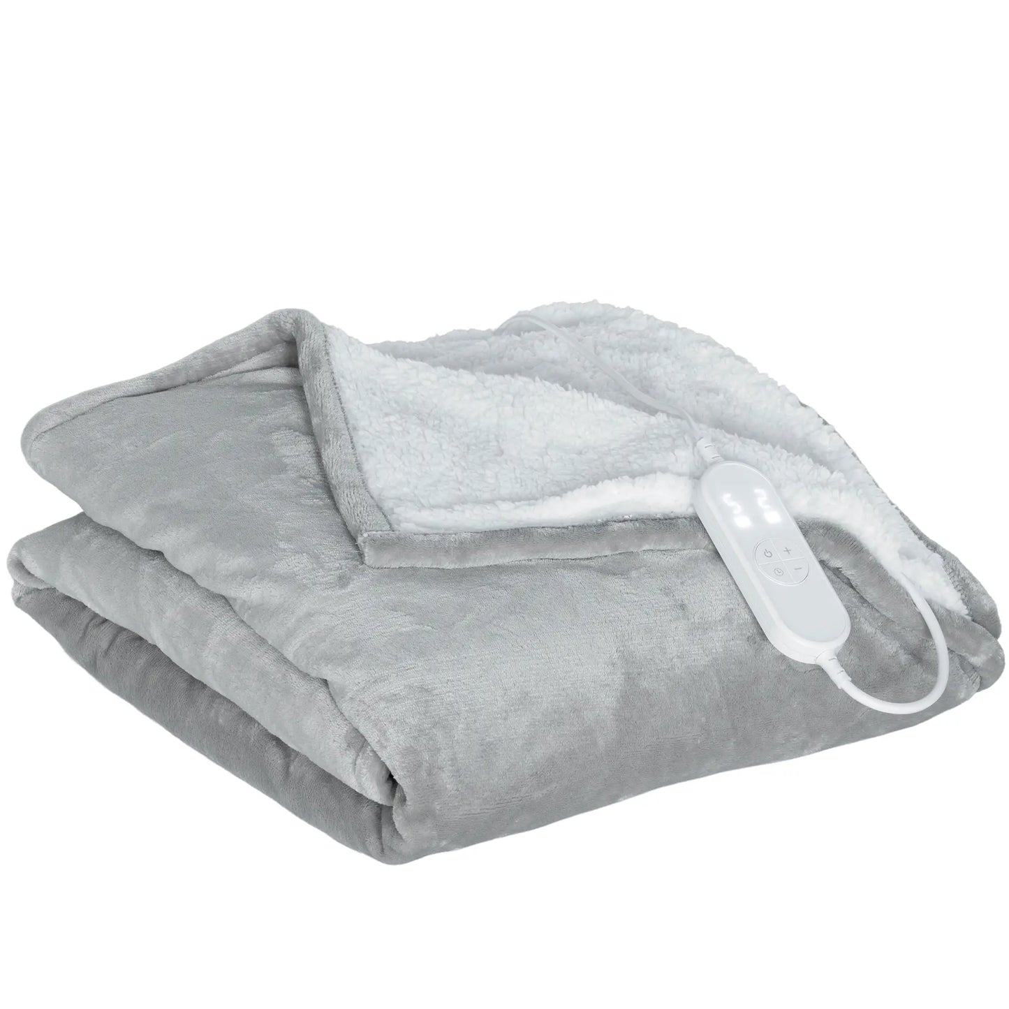 HOMCOM Electric Throw Heated Blanket with 10 Heat Levels & 10H Timer, Machine Washable with Overheat Protection, Grey