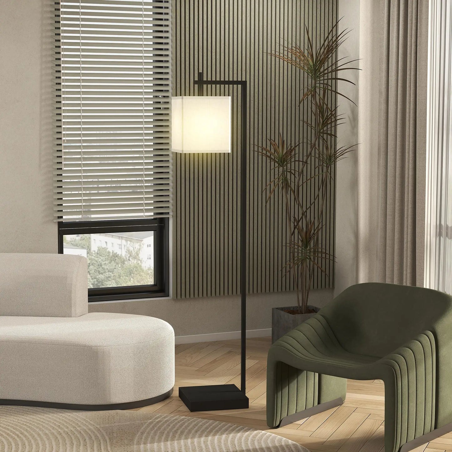 HOMCOM 66" Modern Tall Standing Floor Lamp with Adjustable Colour Temperatures & 10 Brightness Levels, Remote Control