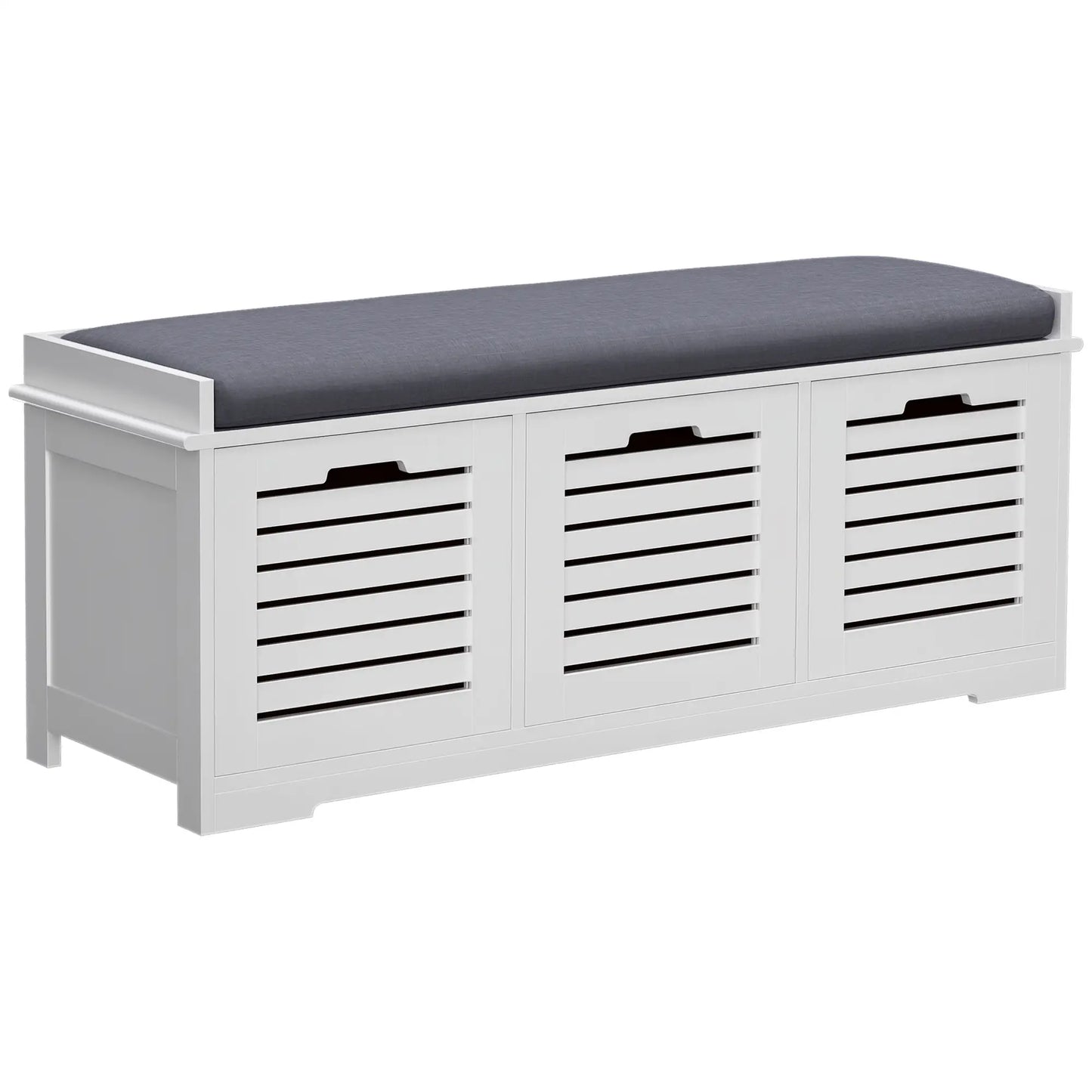 HOMCOM 3-Drawer Modern Shoe Storage Bench with Cushion - White