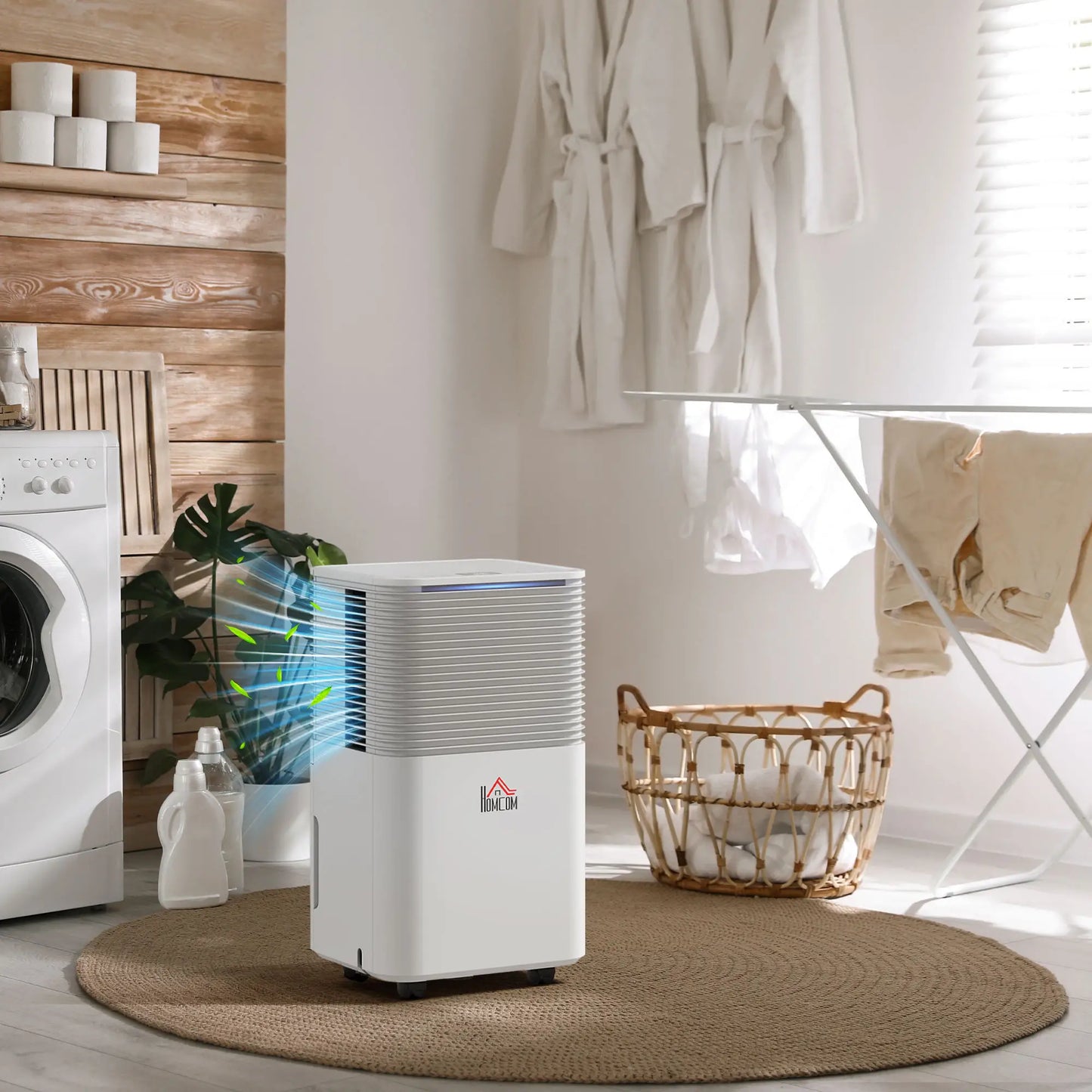 HOMCOM 12L/Day 2000ML Portable Quiet Dehumidifier for Home Bedroom, Basement, Electric Moisture Air De-Humidifier