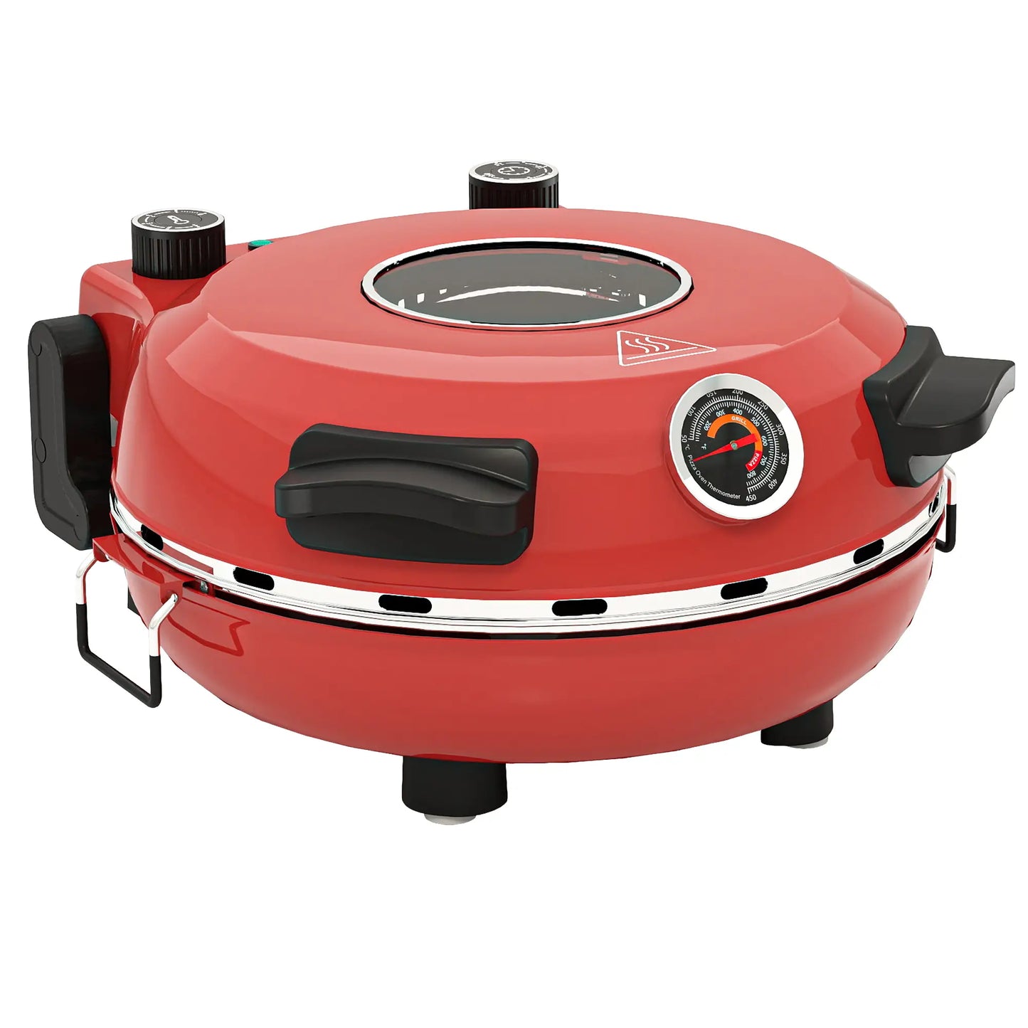 HOMCOM 1200W Pizza Oven, 12 Inch Electric Pizza Maker with Viewing Window, Timer Control & Overheat Protection, Red