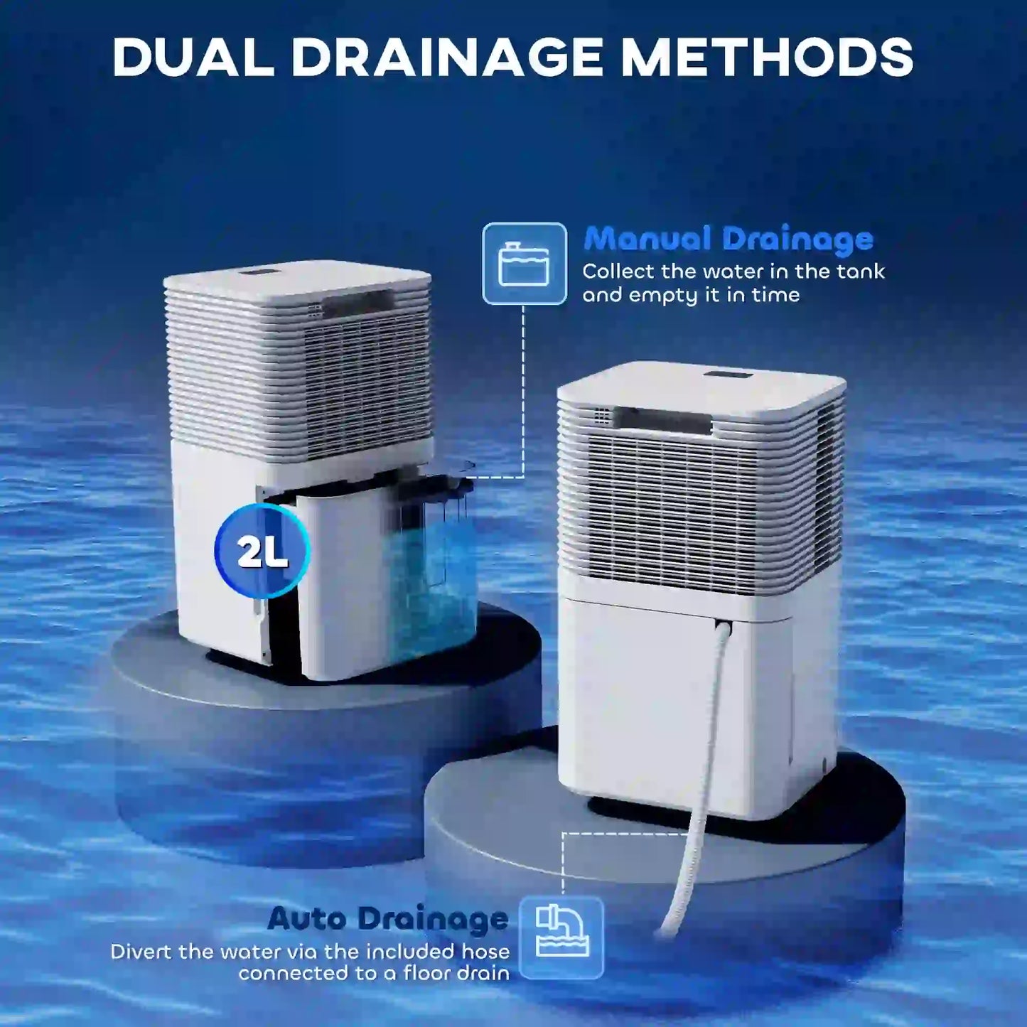 HOMCOM 12L/Day 2000ML Portable Quiet Dehumidifier for Home Bedroom, Basement, Electric Moisture Air De-Humidifier