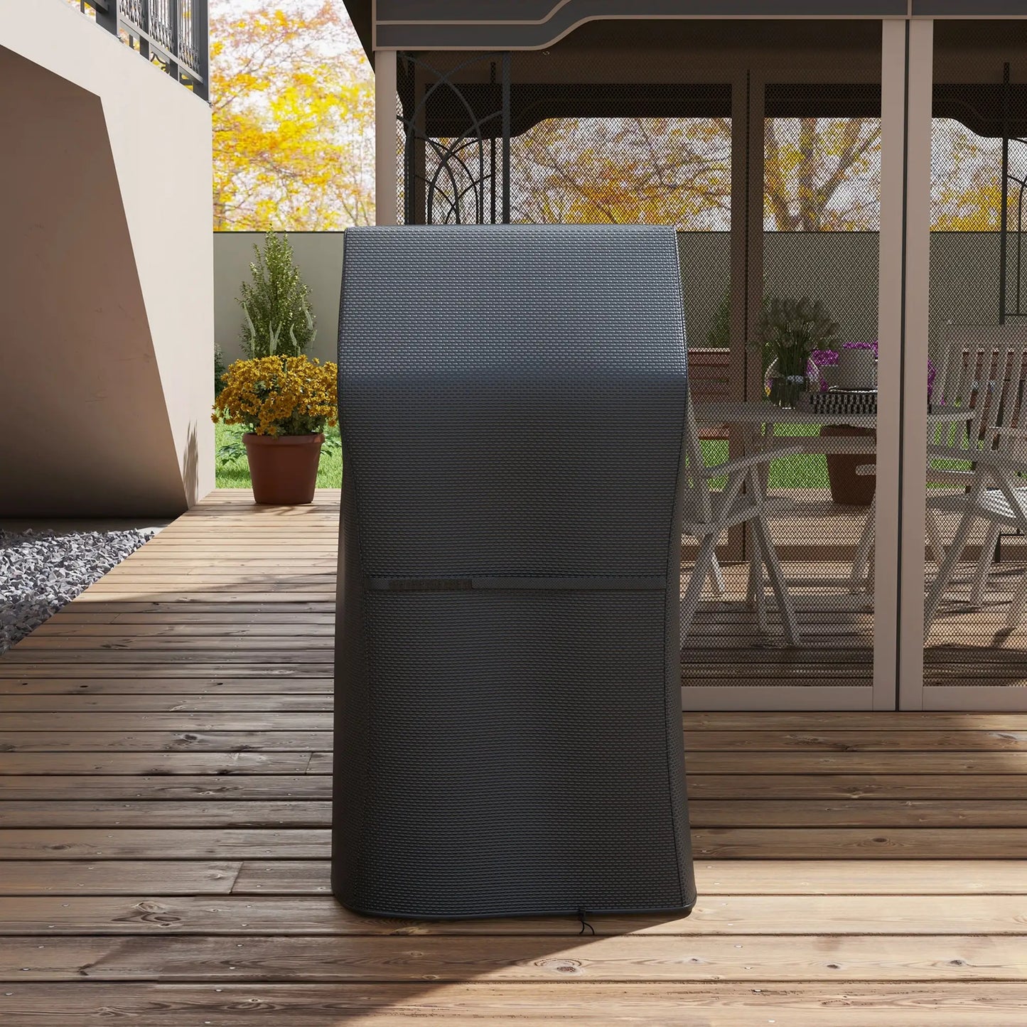 Outsunny 147 x 61cm Plastic Coated Protective Outdoor Barbecue BBQ Grill Cover - Black