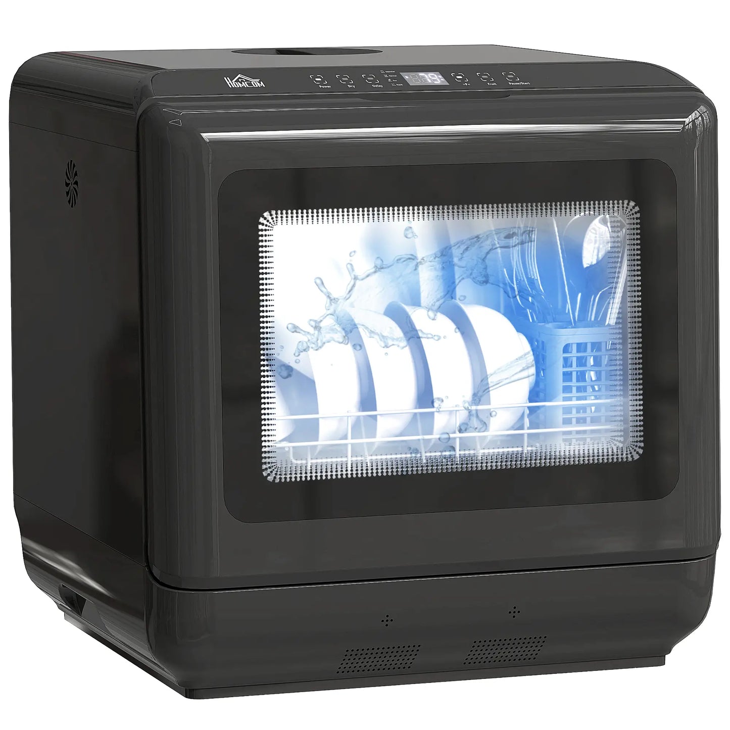 HOMCOM 6L Five-Mode Kitchen Tabletop Dishwasher - Black