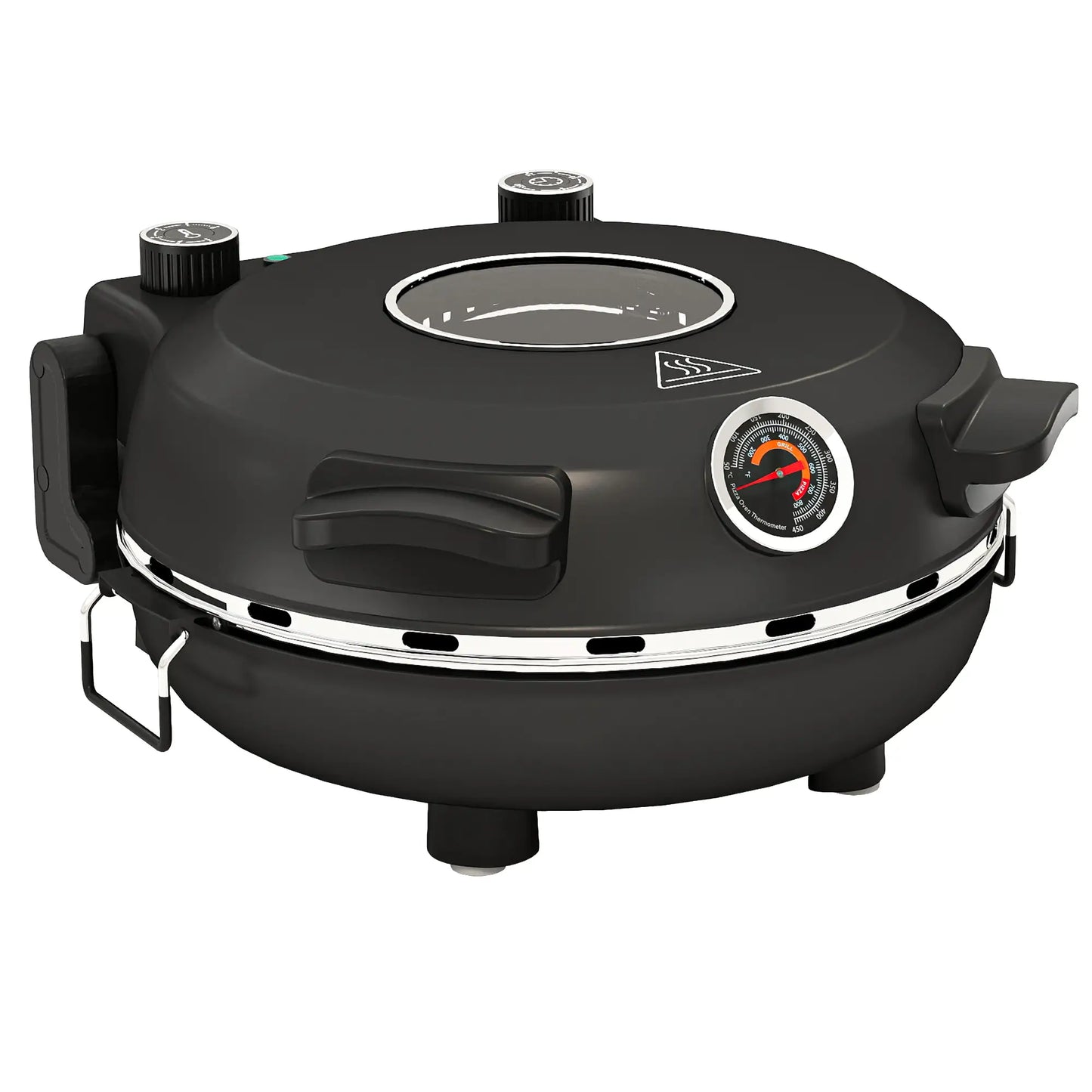 HOMCOM 1200W Pizza Oven, 12'' Electric Pizza Maker with Viewing Window, Dual Knob Temp & Timer Control, Black