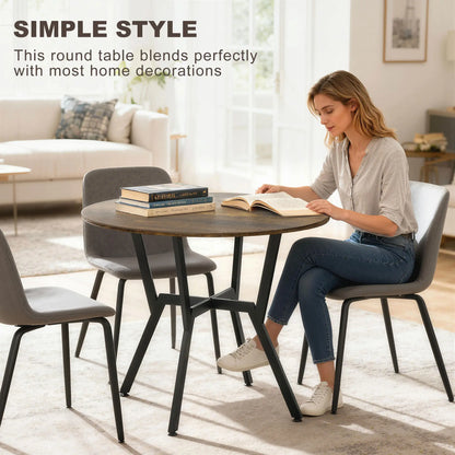 HOMCOM Dining Table, Round Kitchen Table with Anti-Slip Foot Pads for Living Room, Dining Room, Rustic Brown