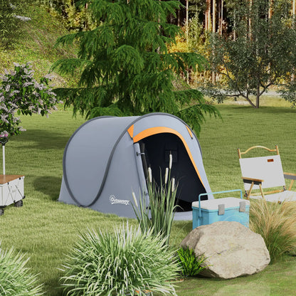 Outsunny Two-Man Pop-Up Dome Camping Tent, with Accessories, Water-Resistant - Grey