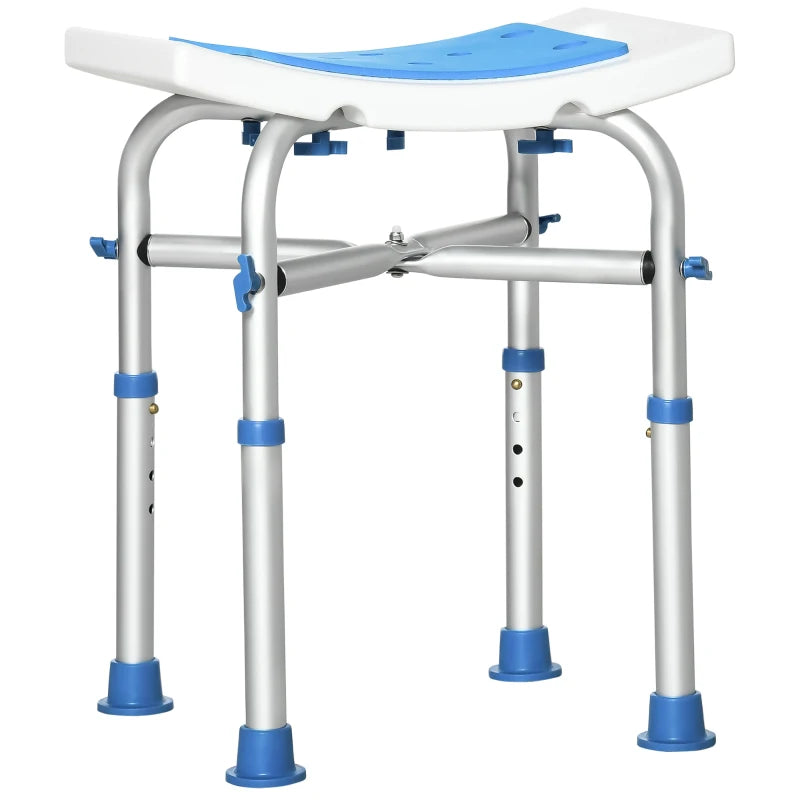 HOMCOM 44-51.5cm Aluminium Frame Shower/Bath Stool Seats - Blue