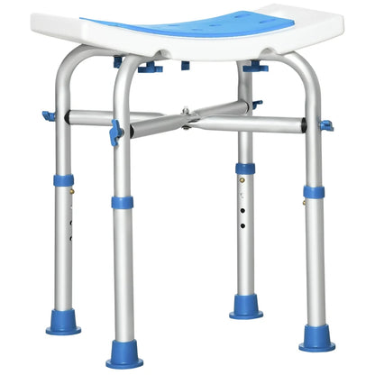 HOMCOM 44-51.5cm Aluminium Frame Shower/Bath Stool Seats - Blue