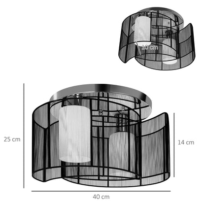 HOMCOM Modern Design Mini Style Flush Mount Ceiling Light Mount with Flush Metal Finish Chandelier for Hallway, Dining Room