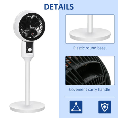 HOMCOM 9'' Air Circulator Fan 3 Speed, 70° Oscillation 90° Vertical Tilt, Carry Handle, Pedestal Fan, White & Black