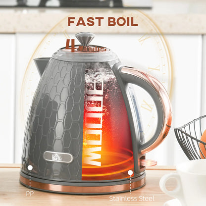 HOMCOM 3kW Rapid Boil Honeycomb Kettle, 1.7L - Grey