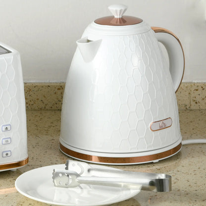 HOMCOM 3kW Rapid Boil Honeycomb Electric Kettle, 1.7L - Cream