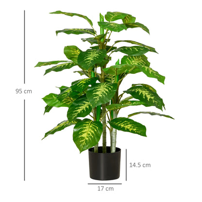 HOMCOM Evergreen Tree Fake Decorative Artificial Indoor Faux Plant, with Pots