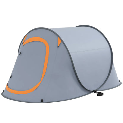 Outsunny Two-Man Pop-Up Dome Camping Tent, with Accessories, Water-Resistant - Grey