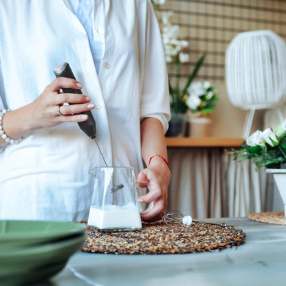 Keplin 2 PCS Portable Handheld Coffee & Milk Frother Whisk - Black