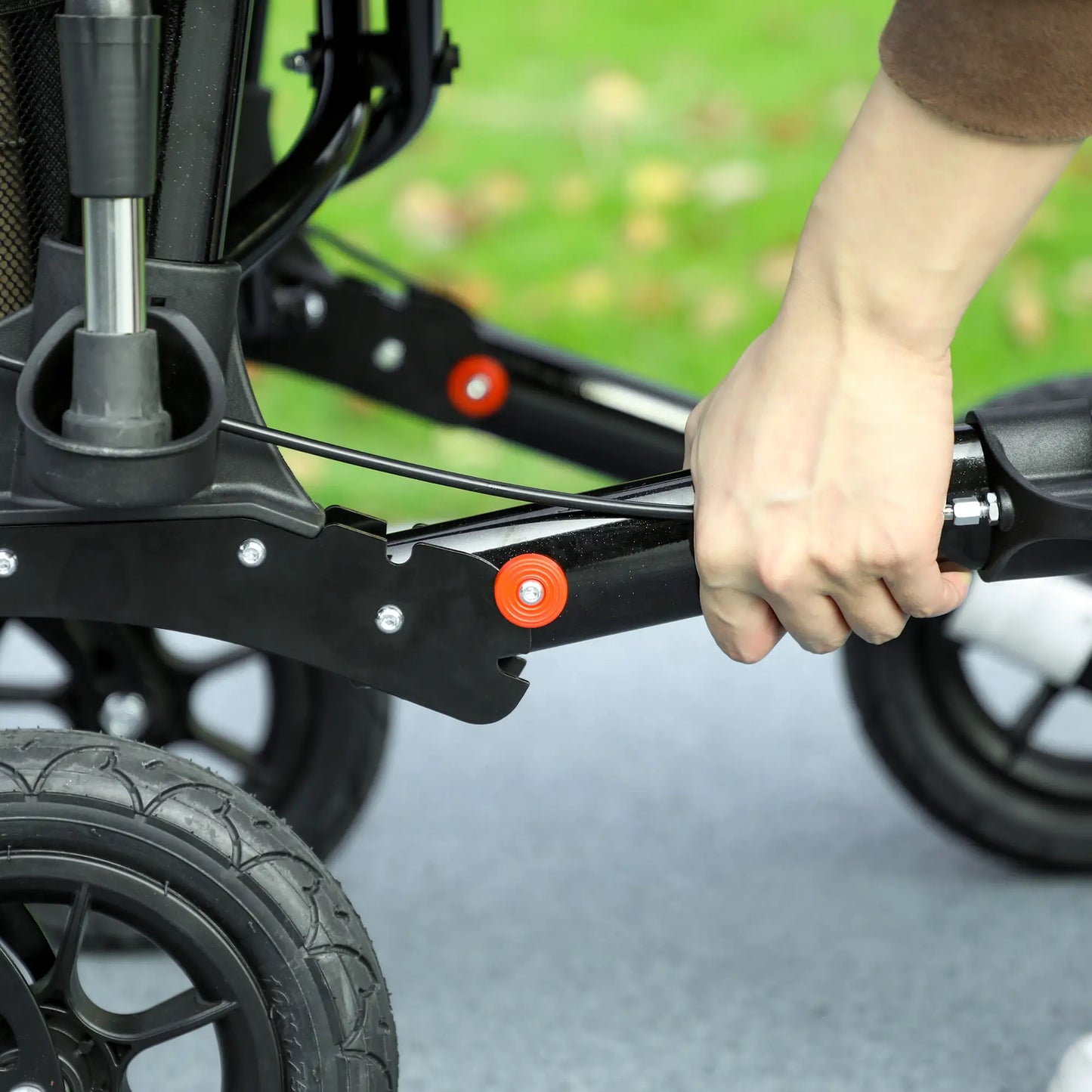HOMCOM 4 Wheeled Folding Rollator Walker with Padded Seat, Backrest, Lightweight Walking Frame with Storage Bag, Dual Brakes for Seniors