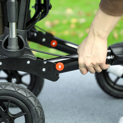 HOMCOM 4 Wheeled Folding Rollator Walker with Padded Seat, Backrest, Lightweight Walking Frame with Storage Bag, Dual Brakes for Seniors