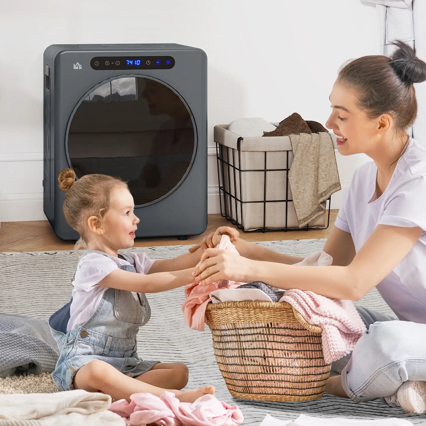 HOMCOM 4kg Laundry Compact 40-60℃ Vented Tumble Dryer - Grey