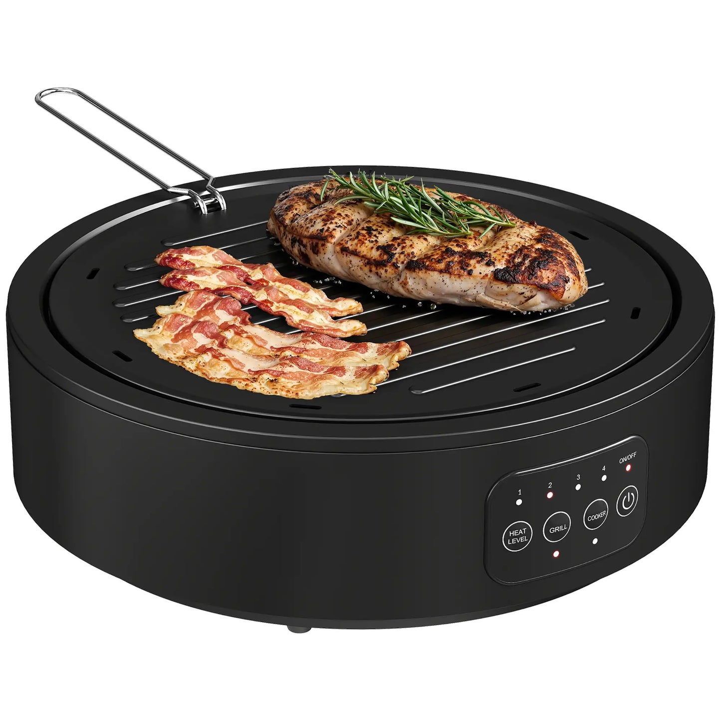 HOMCOM Electric Ceramic Hob with Grill Plate, Multifunctional with 4 Heat Levels for All Type Pot