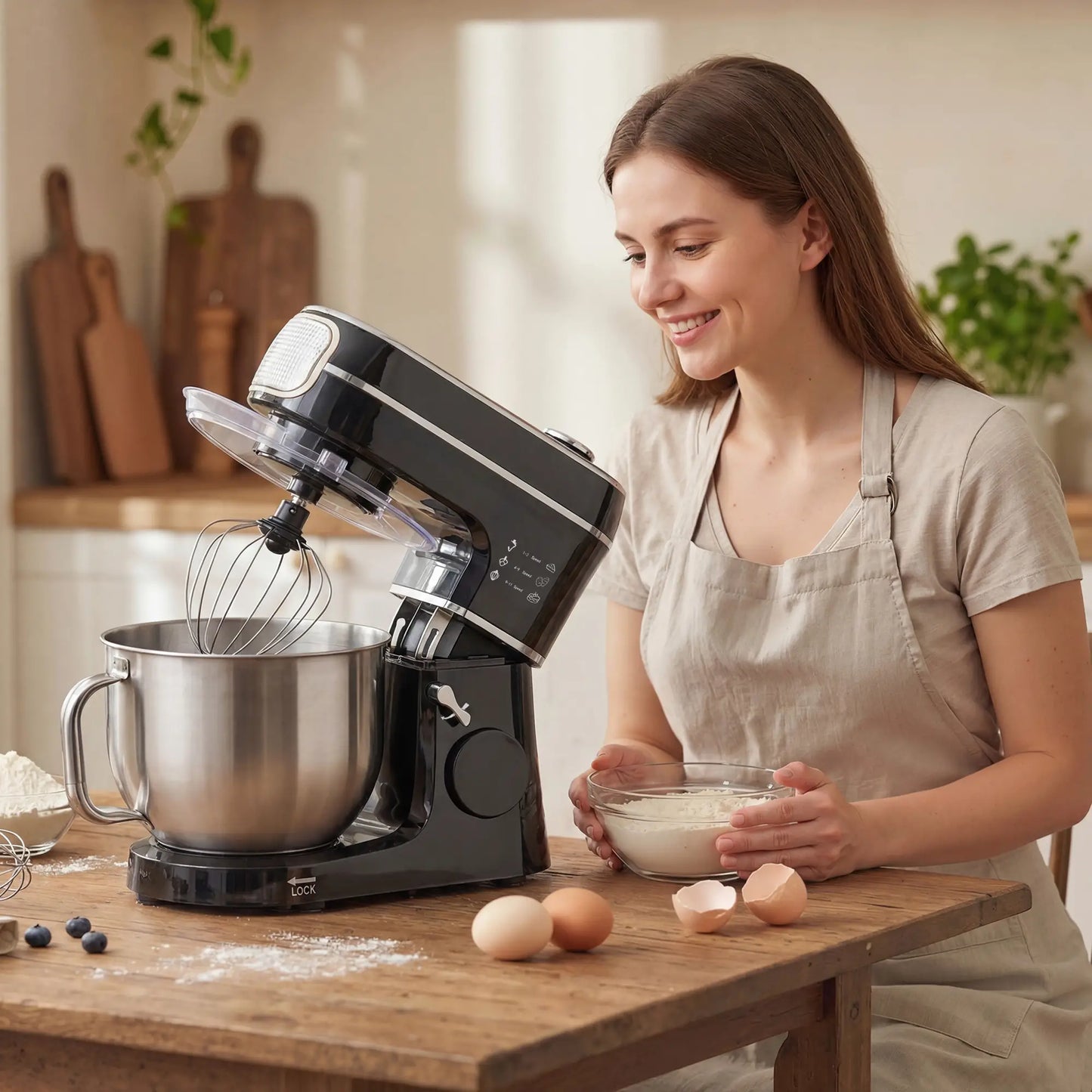 HOMCOM Stand Mixer, 6L 1400W Tilt-Head Food Mixer with 11 Speeds & LED Display, Black