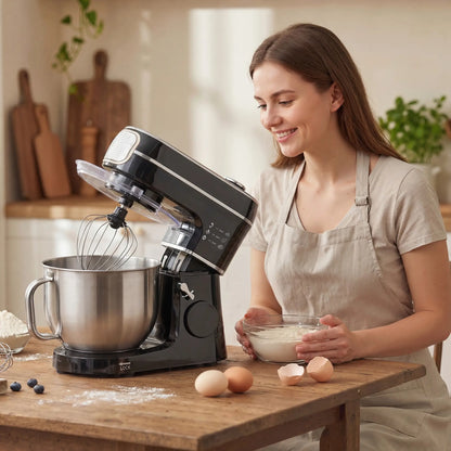 HOMCOM Stand Mixer, 6L 1400W Tilt-Head Food Mixer with 11 Speeds & LED Display, Black
