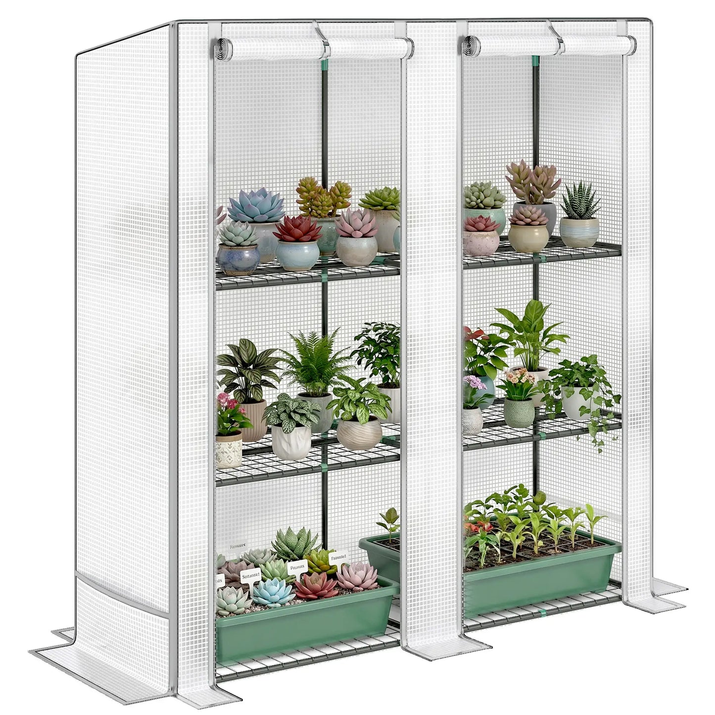 Outsunny Three-Tier Mini Greenhouse, UV Resistant Plastic Cover- White