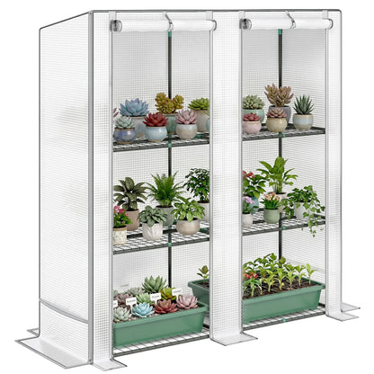 Outsunny Three-Tier Mini Greenhouse, UV Resistant Plastic Cover- White