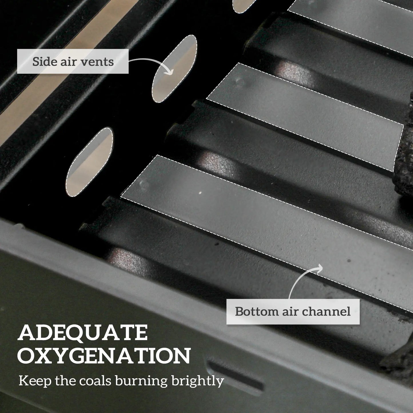 Outsunny BBQ Foldable Charcoal Grill for Outdoor Cooking, Picnic, Barbecue - Black