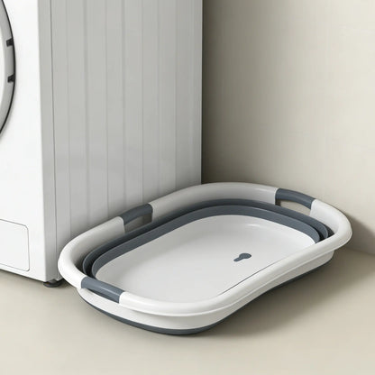 PawHut Dog Bath Tub, Portable Foldable Dog Bathtub with Drainage Hole for Small Dogs Puppies, Grey