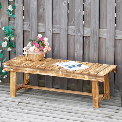 Outsunny 1 Piece 2-Seater Outdoor Indoor Wooden Garden Bench Fir Patio Loveseat, Carbonised