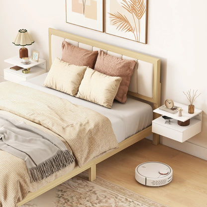 HOMCOM Set of Two Floating Bedside Tables Wall-Mounted Side Table - White