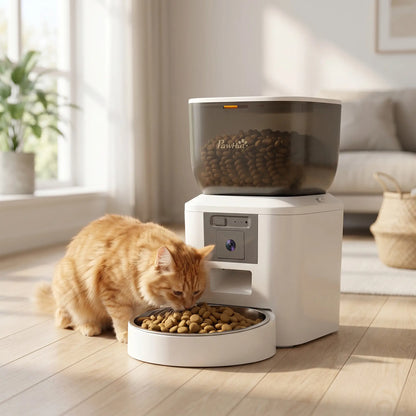 PawHut Automatic Cat Feeder with Camera, 2.4G WiFi, APP Control 4L Pet Feeder 1-10 Meals