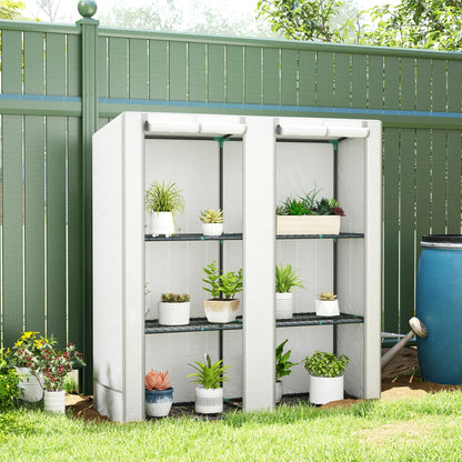 Outsunny Three-Tier Mini Greenhouse, UV Resistant Plastic Cover- White