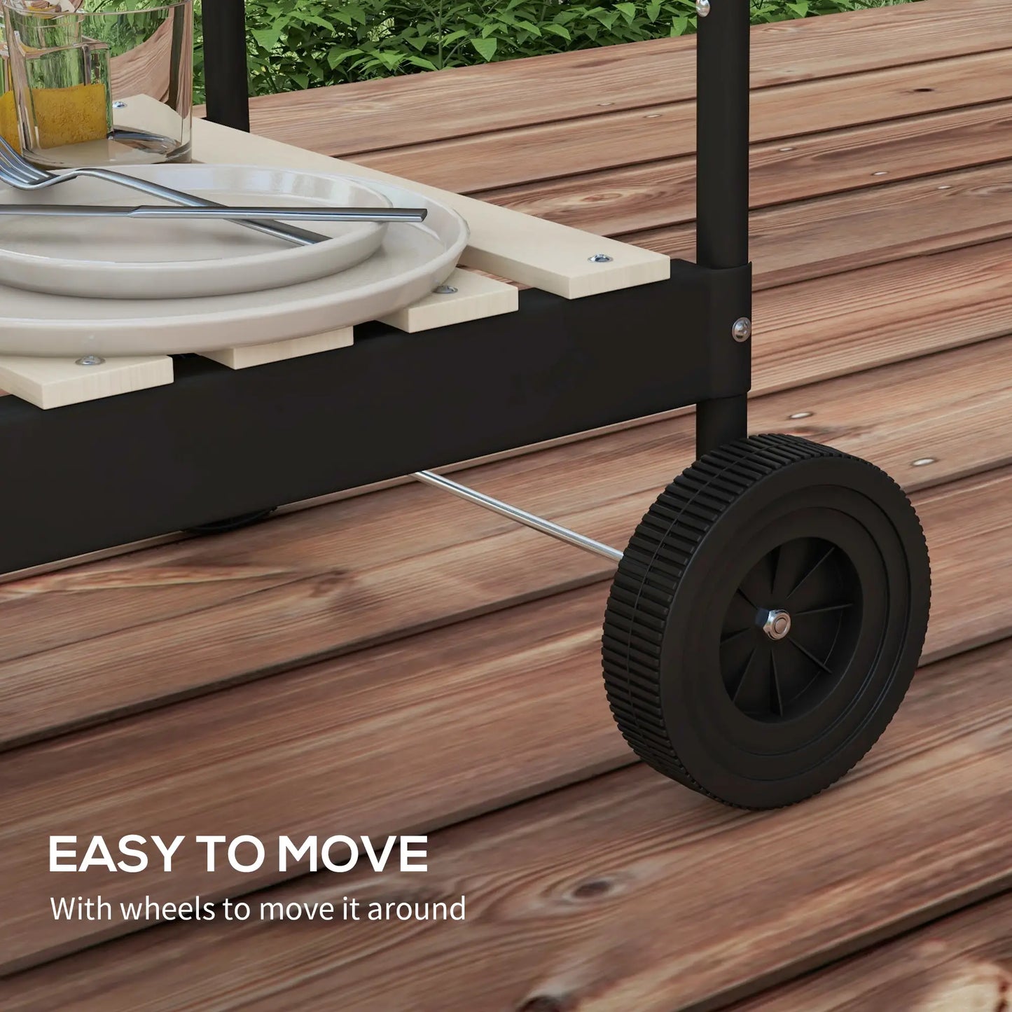 Outsunny Charcoal Barbecue Grill with Adjustable Height, Portable BBQ Trolley with Ash Catcher for Outdoor Garden Party Cooking, Black