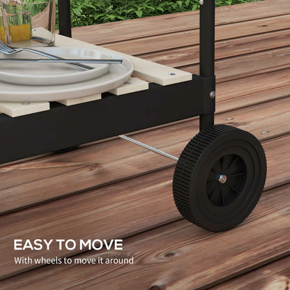 Outsunny Charcoal Barbecue Grill with Adjustable Height, Portable BBQ Trolley with Ash Catcher for Outdoor Garden Party Cooking, Black