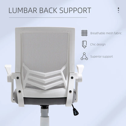 Vinsetto Mesh Office Chair with Flip-up Armrest, Swivel Computer Chair with Adjustable Height, Tilt Function for Home/Office, Grey