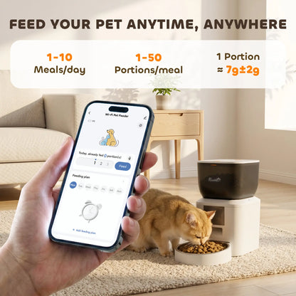 PawHut Automatic Cat Feeder with Camera, 2.4G WiFi, APP Control 4L Pet Feeder 1-10 Meals
